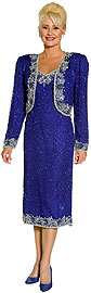 Tea Length Sequined Formal Dress with Matching Jacket 