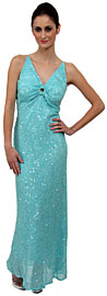 V-Neck Sequined Long Formal Dress with Keyhole 