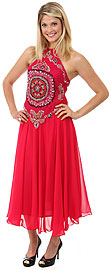 Halter Neck Beaded Formal Dress with Attached Skirt 