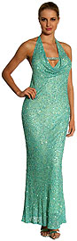 Halter Neck Low Back Sequined Formal Dress