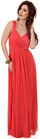 Braid Accent Ruched Long Formal Bridesmaid Dress 