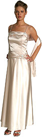 Full Length Satin Brooch Formal Dress