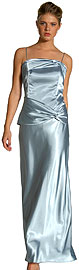 Full Length Spaghetti Strap Satin Evening Dress