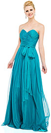 Strapless Sweetheart Neck Chiffon Long Formal Prom Dress 