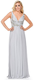 Deep V-Neck Ruched Floor Length Formal Prom Dress