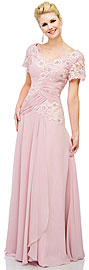 V-Neck Short Sleeves Long Formal Mother of the Bride Dress