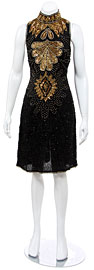 Turtleneck Sleeveless Short Dress with Sequined Bodice
