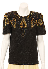 Short Sleeved Stylish Sequin Beaded Blouse. 4078.