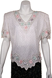 V-Neck Hand Beaded Blouse. 4280.