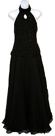 Halter Neck Sequined Dress with Handkerchief Skirt