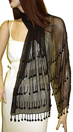 Beaded Black Shawl (Black). bps-015-bb.