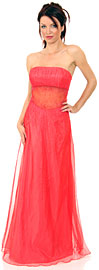 Semi See-Thru Mid Bodice Beaded Prom Dress