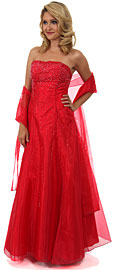 Strapless A-line Layered Beaded Organza Prom Dress