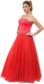 Watermelon A-Line Beaded Prom Dress