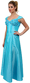 A Line Cap-Sleeved Beaded Prom Dress