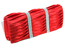 Rhinestone Embellished Satin Evening Bag in Red