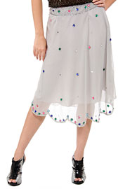 Multi Dotted Knee Length Skirt. ks103.