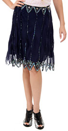 Bead Embellished Knee Length Skirt . ks105.