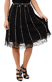 Bead Embellished Knee Length Skirt . ks109.