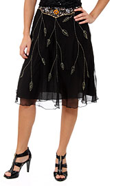 Bead Embellished Knee Length Skirt . ks89.