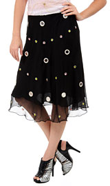 Embellished Circles Knee Length Skirt. ks90.