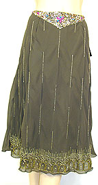 Bead Embellished Knee Length Skirt . ks93.
