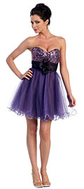 Strapless Flowered Waistline Sequin Party Dress