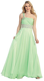 One Shoulder Rhinestones Waist Long Formal Prom Dress